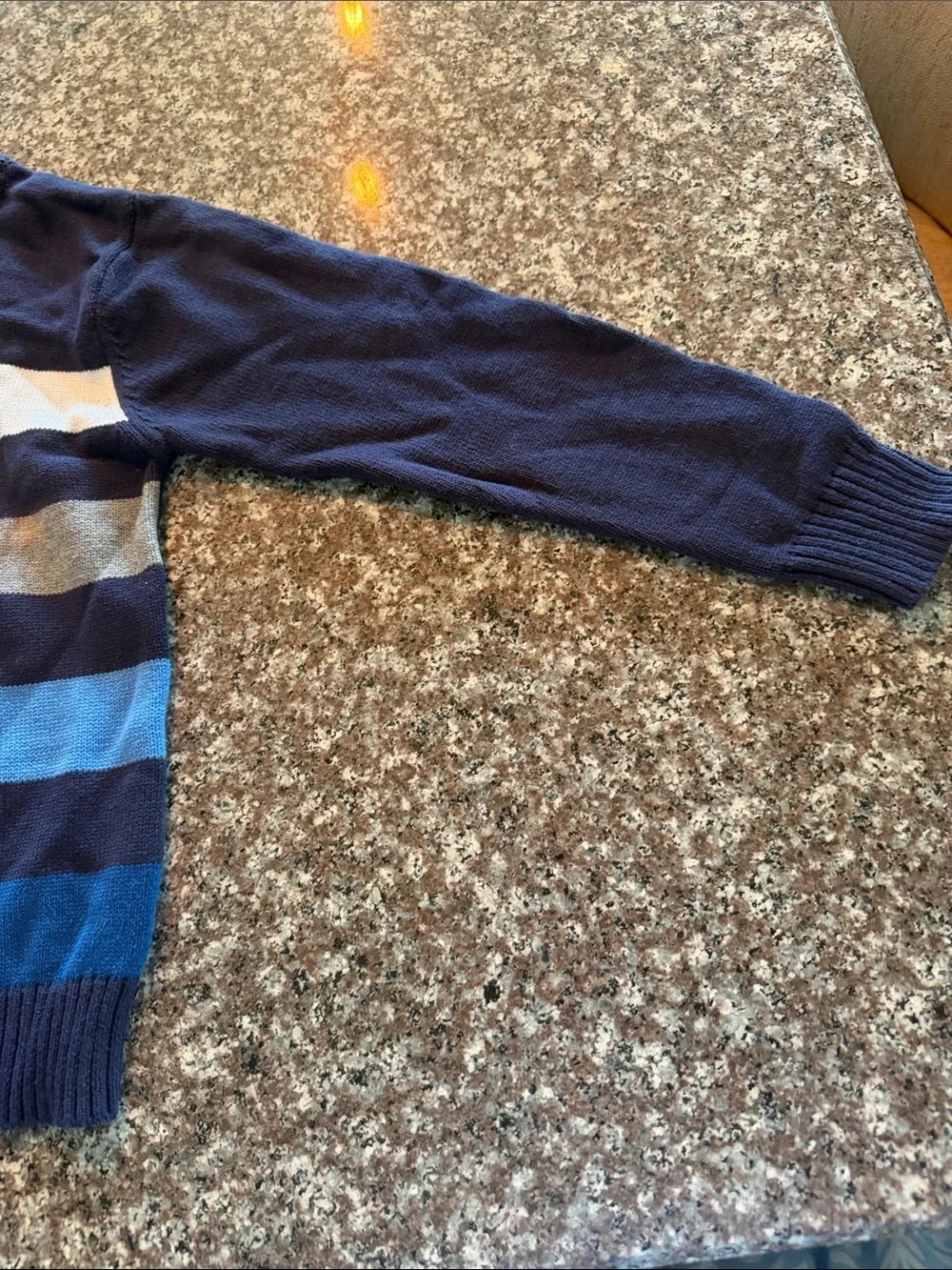 Izod Boy’s Navy, Light Blue & White Striped Quarter-Zip Sweater